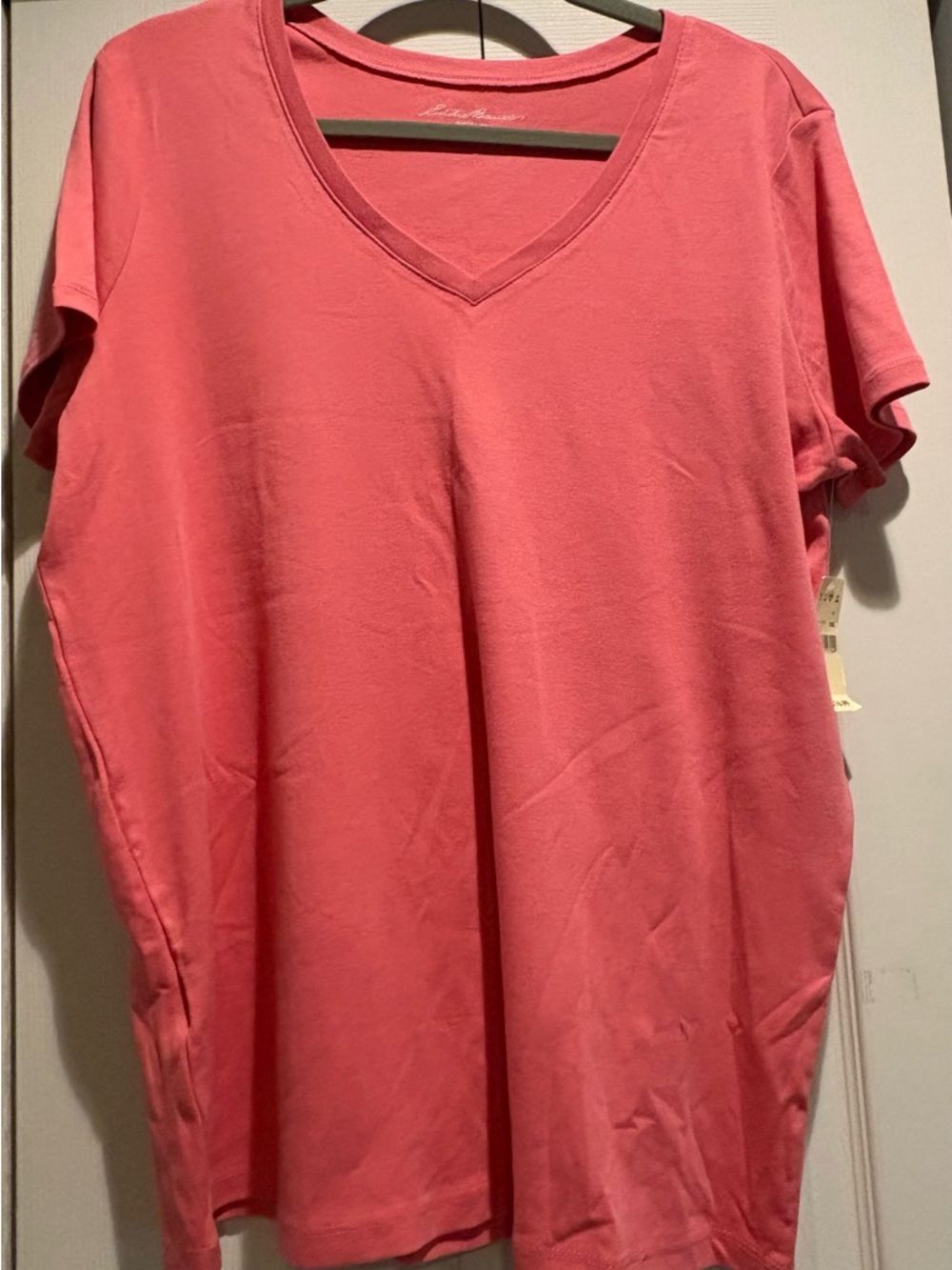 Eddie Bauer Coral Pink V-Neck Short Sleeve Top